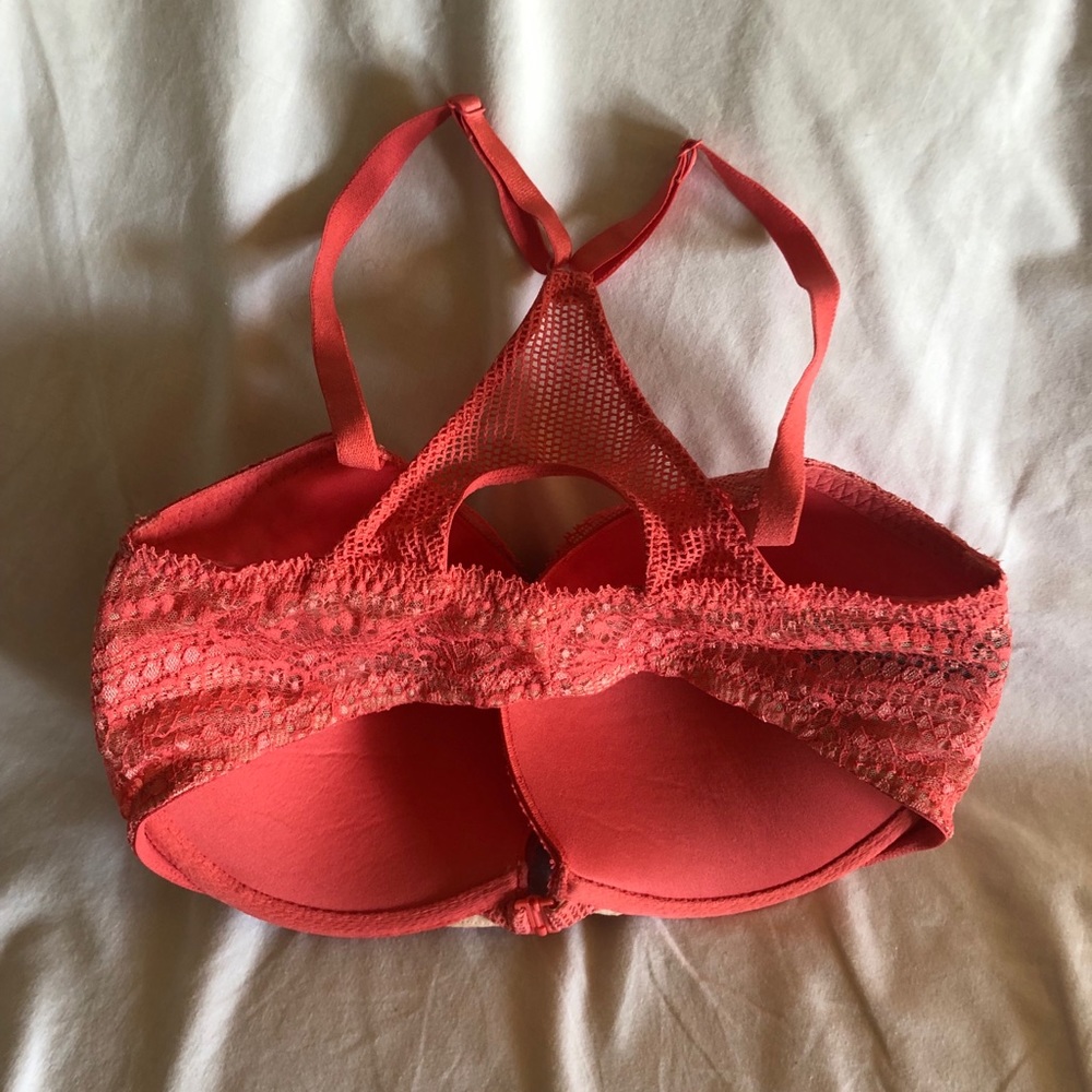 Victoria’s Secret Very Sexy Push Up Racerback Bra 32DDD Coral lace NWT - Picture 2 of 8